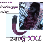 clips ombre hair tye and die brun/bourgogne 1B/99J 240G XXL